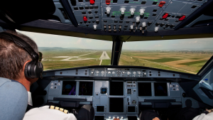 Pilots landing a plane