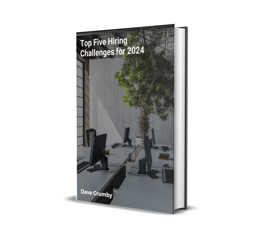 3d ebook cover for Top Five Hiring Challenges in 2024